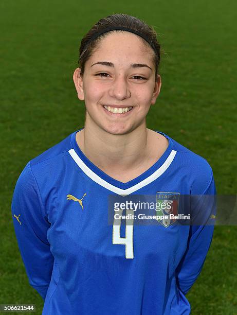 Francesca Quazzico of Italy poses during the official portrait session during stage of Italy Under 16 woman at Coverciano on January 13, 2016 in...