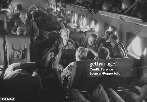 Swedish UN Troops on Un plane flying them into Katanga Province to investigate and check Baluba tribal raids.