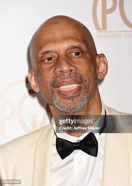 Former NBA Player Former NBA Player Kareem Abdul-Jabbar arrives at the 27th Annual Producers Guild Awards at the Hyatt Regency Century Plaza on...