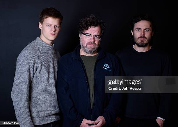 Actor Lucas Hedges, writer/director Kenneth Lonergan and actor Casey Affleck from the film "Manchester by the Sea" pose for a portrait during the...
