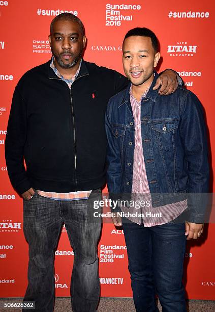 Executive producers Mike Jackson and John Legend attend the "Southside With You" Premiere during the 2016 Sundance Film Festival at Eccles Center...