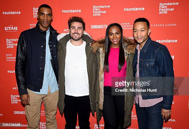 Actor Parker Sawyers, director Richard Tanne, actress Tika Sumpter, and executive producer/musician John Legend attend the "Southside With You"...