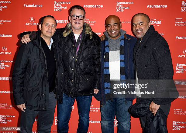 Producer Robert Teitel, founder/CEO of IM Global Stuart Ford, producer Glendon Palmer, and executive producer Matt Jackson attend the "Southside With...