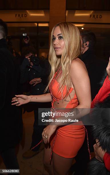 Rita Ora attends at the Versace fashion show as part of Paris Fashion Week Haute Couture Spring/Summer 2016 on January 24, 2016 in Paris, France.