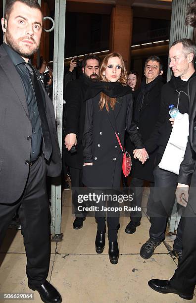 Allegra Versace attends at the Versace fashion show as part of Paris Fashion Week Haute Couture Spring/Summer 2016 on January 24, 2016 in Paris,...