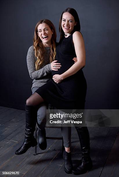 Actresses Riley Keough and Jena Malone from the film "Lovesong" pose for a portrait during the WireImage Portrait Studio hosted by Eddie Bauer at...