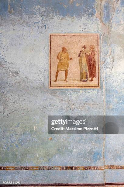 original ancient frescoes in pompeii - fresco stock pictures, royalty-free photos & images
