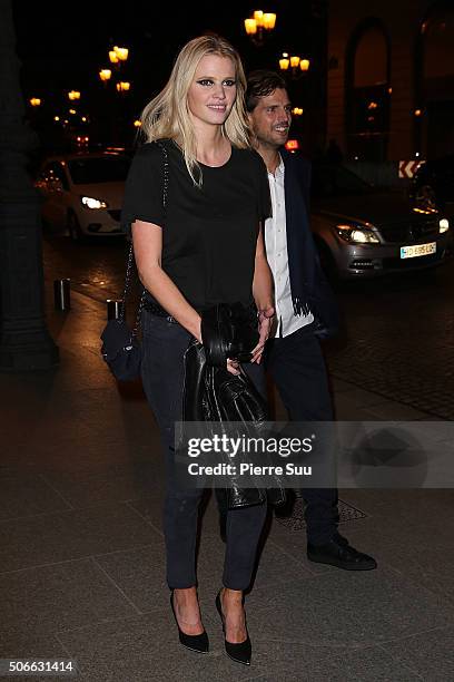 Lara Stone attends the Versace Haute Couture Spring Summer 2016 show as part of Paris Fashion Week on January 24, 2016 in Paris, France.