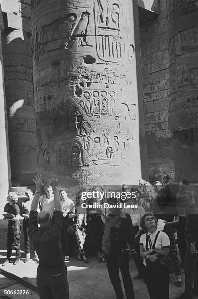 Students visiting the temple of Amen-Ra at Thebes.