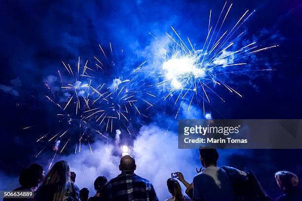 admiring the fireworks - zagreb night stock pictures, royalty-free photos & images