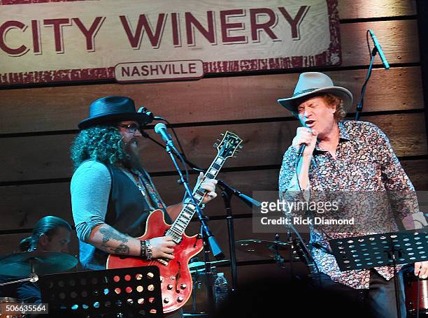 Bart Walker and Jimmy Hall perform during Duane Allman Tribute at City Winery Nashville on January 23, 2016 in Nashville, United States.