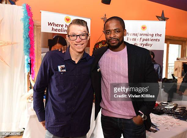 Shriners Hospitals for Children Patient Ambassador Marius Woodward and actor Dule Hill attend the EcoLuxe Lounge at Sundance16 on January 24, 2016 in...