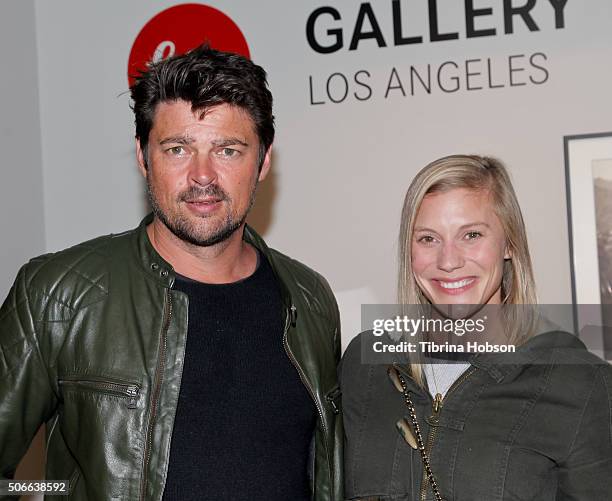 Karl Urban and Katee Sackhoff attend the Billy Zane opening night reception for his debut photo exhibit at Leica Gallery Los Angeles on January 23,...