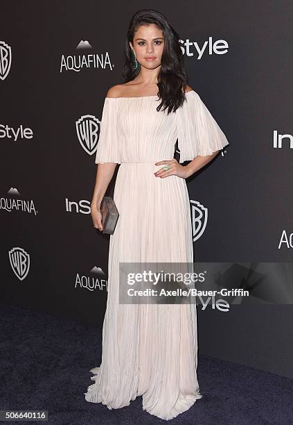 Actress/singer Selena Gomez arrives at the 2016 InStyle And Warner Bros. 73rd Annual Golden Globe Awards Post-Party at The Beverly Hilton Hotel on...