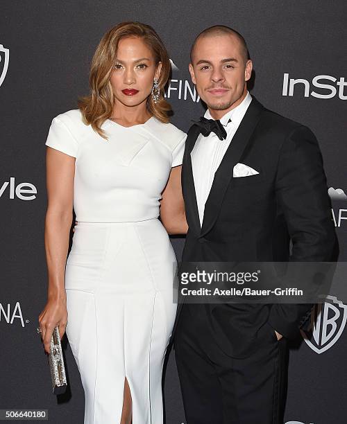 Actress/singer Jennifer Lopez and Casper Smart arrive at the 2016 InStyle And Warner Bros. 73rd Annual Golden Globe Awards Post-Party at The Beverly...