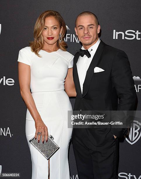 Actress/singer Jennifer Lopez and Casper Smart arrive at the 2016 InStyle And Warner Bros. 73rd Annual Golden Globe Awards Post-Party at The Beverly...