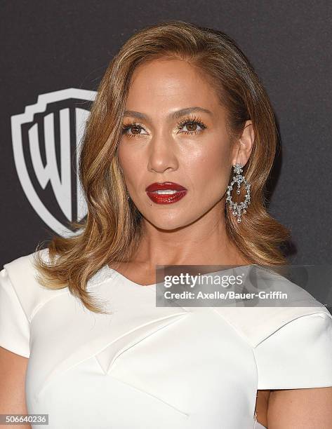 Actress/singer Jennifer Lopez arrives at the 2016 InStyle And Warner Bros. 73rd Annual Golden Globe Awards Post-Party at The Beverly Hilton Hotel on...