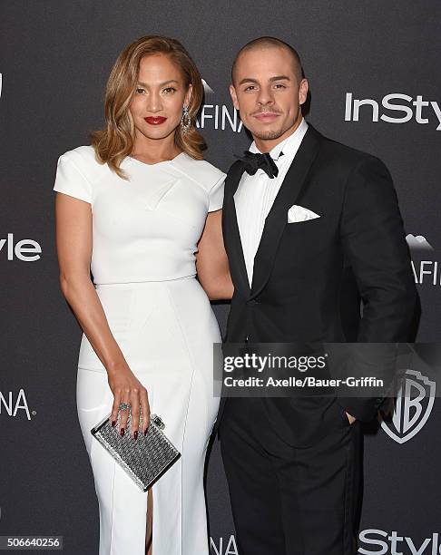 Actress/singer Jennifer Lopez and Casper Smart arrive at the 2016 InStyle And Warner Bros. 73rd Annual Golden Globe Awards Post-Party at The Beverly...