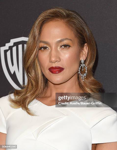 Actress/singer Jennifer Lopez arrives at the 2016 InStyle And Warner Bros. 73rd Annual Golden Globe Awards Post-Party at The Beverly Hilton Hotel on...