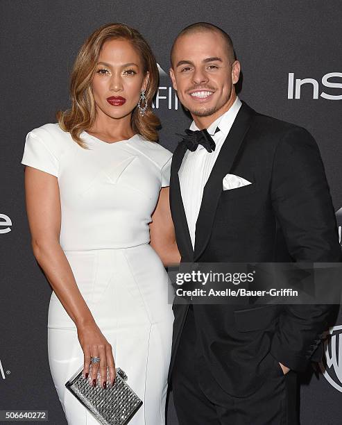 Actress/singer Jennifer Lopez and Casper Smart arrive at the 2016 InStyle And Warner Bros. 73rd Annual Golden Globe Awards Post-Party at The Beverly...