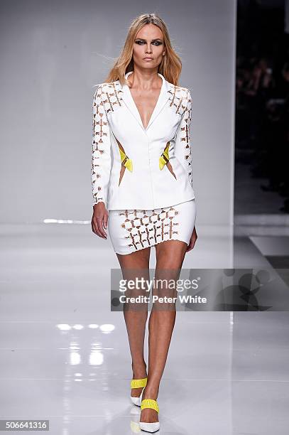 Model walks the runway during the Versace Spring Summer 2016 show as part of Paris Fashion Week on January 24, 2016 in Paris, France.