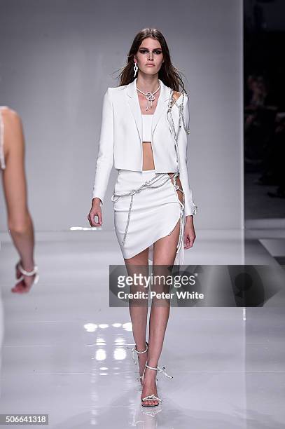 Model walks the runway during the Versace Spring Summer 2016 show as part of Paris Fashion Week on January 24, 2016 in Paris, France.