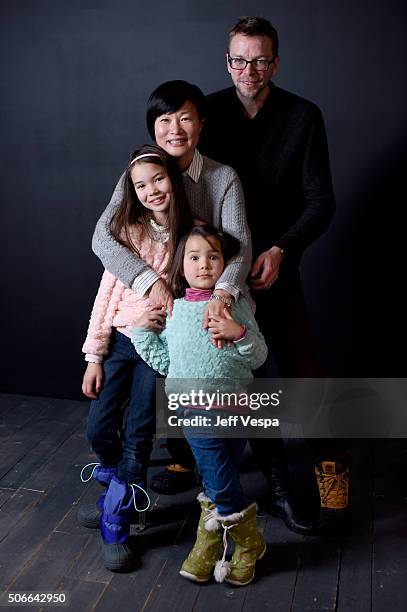 Actresses Jessie Ok Gray, Sky Ok Gray, director So Yong Kim and writer Bradley Rust Gray from the film "Lovesong" poses for a portrait during the...