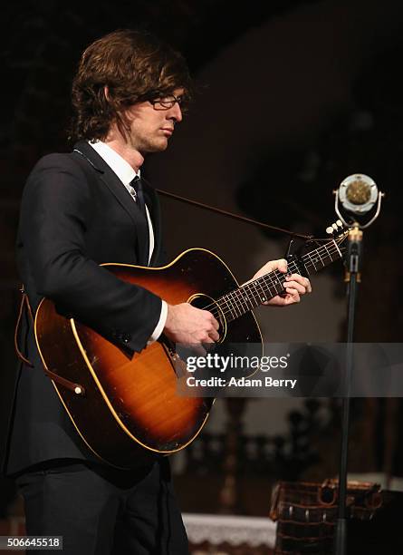 Joey Ryan of The Milk Carton Kids performs during a concert at Passionskirche on January 24, 2016 in Berlin, Germany.