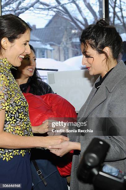 Actors Lisa Edelstein and Jenny Slate attend the "Joshy" Premiere during the 2016 Sundance Film Festival at Library Center Theater on January 24,...