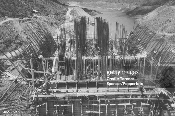 View of the constrution of the Kariba Dam.