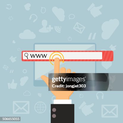 Touching Web Browser Address Bar With Www Sign High-Res Vector Graphic ...