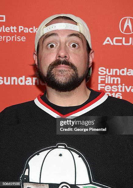 Director Kevin Smith attends the "Yoga Hosers" Premiere during the 2016 Sundance Film Festival at Library Center Theater on January 24, 2016 in Park...