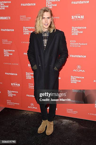 Actor Austin Butler attends the "Yoga Hosers" Premiere during the 2016 Sundance Film Festival at Library Center Theater on January 24, 2016 in Park...