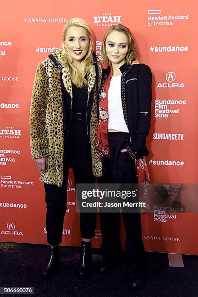 Harley Quinn Smith and Lily-Rose Depp attend the "Yoga Hosers" Premiere during the 2016 Sundance Film Festival at Library Center Theater on January...