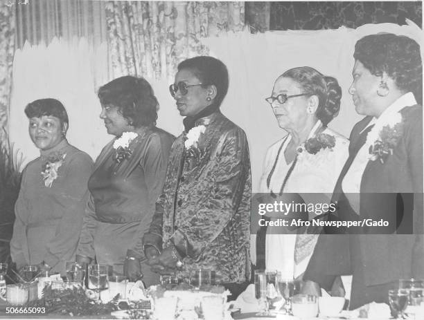 Delores Jessup, Marian Finney, Maggie Wiggins, Mary K Poole, Barbara Davis and members of the Delta Sigma Theta sorority, 1980.