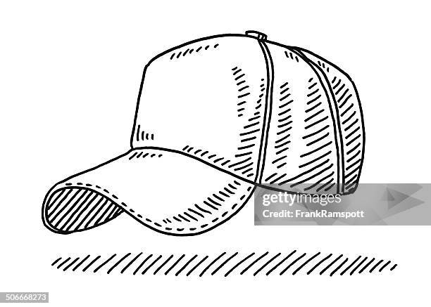 stockillustraties, clipart, cartoons en iconen met baseball cap drawing - white hat fashion item