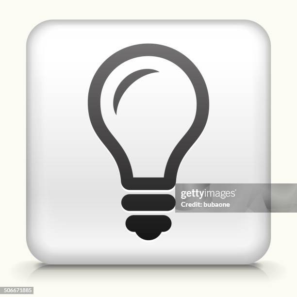 square button with lightbubl royalty free vector art - electrical wire white background stock illustrations