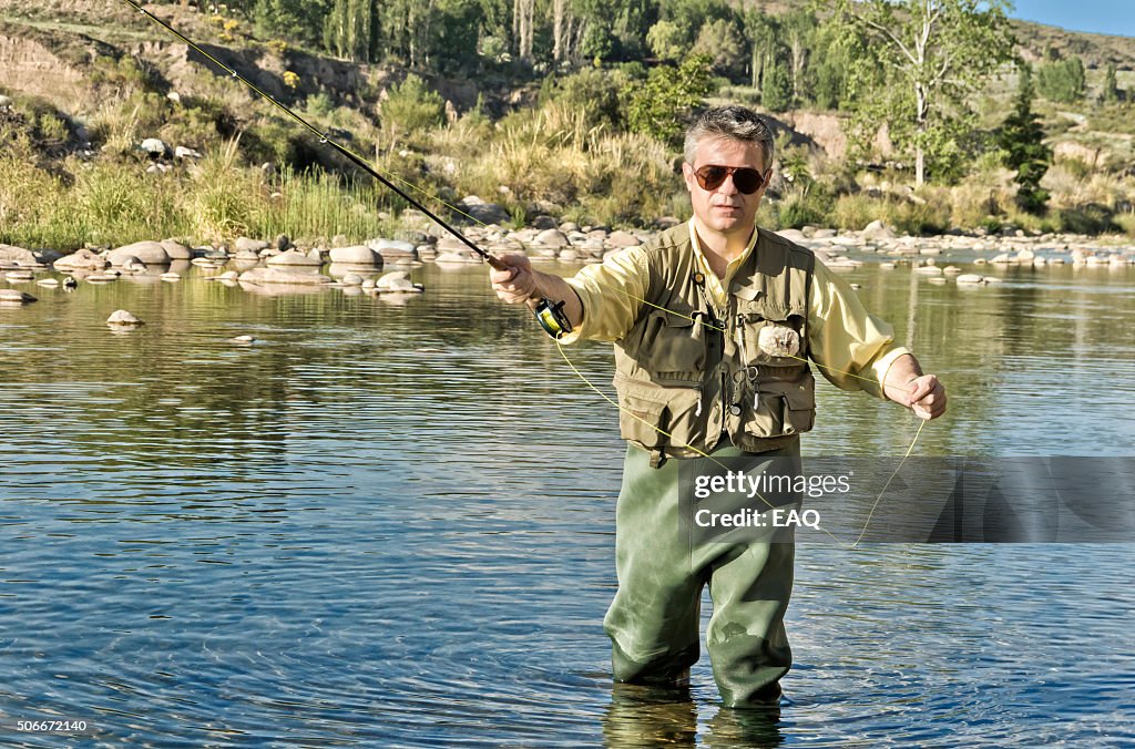 Fly fishing on the river