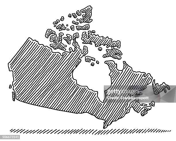 ilustraciones, imágenes clip art, dibujos animados e iconos de stock de esbozo dibujo mapa canadá - canadá