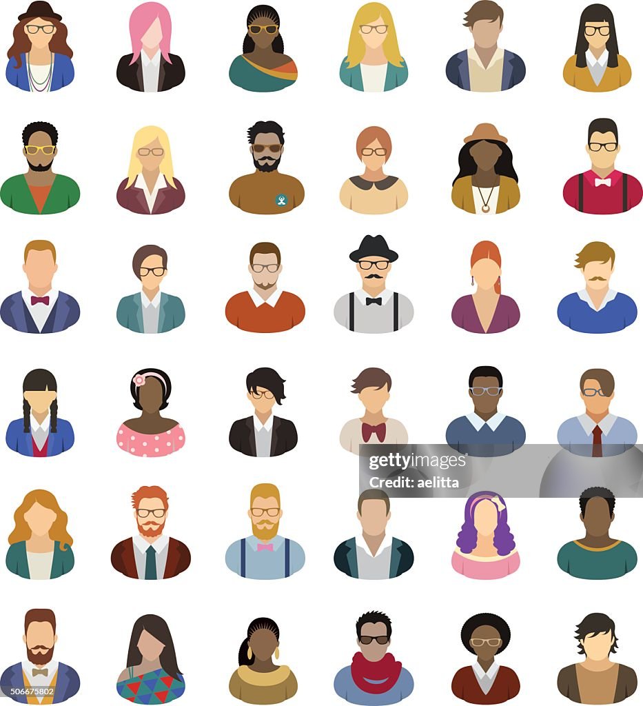 Hipster people – icon set
