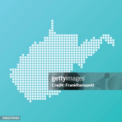 West Virginia Map Basic Square Pattern Turquoise West Virginia Map Basic Square Pattern Turquoise