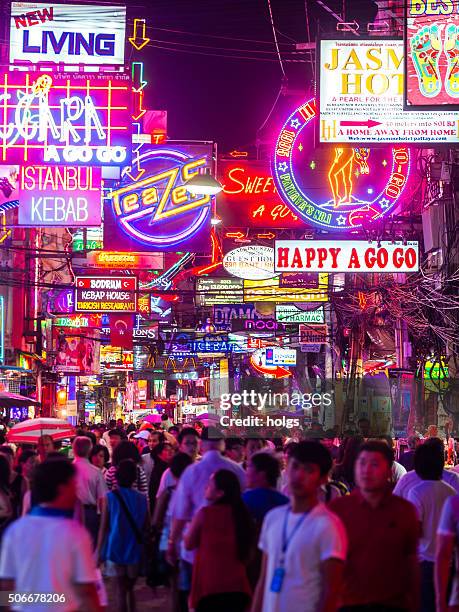 pattaya walking street in thailand - red light district stock pictures, royalty-free photos & images