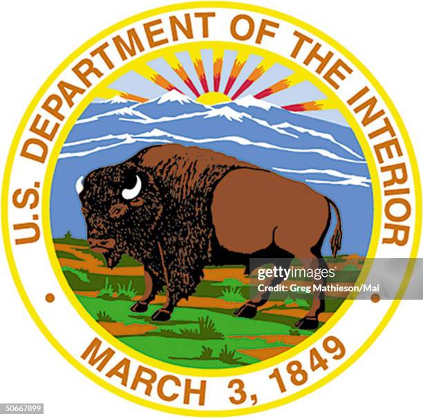 The seal of the US Department of the Interior.