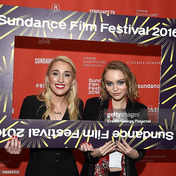 An instant view of actors Harley Quinn Smith and Lily-Rose Melody Depp attend the "Yoga Hosers" Premiere during the 2016 Sundance Film Festival at...