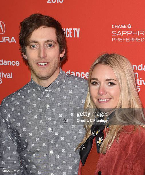 Actor Thomas Middleditch and Mollie Gates attend the 'Joshy' Premiere during the 2016 Sundance Film Festival at Library Center Theater on January 24,...