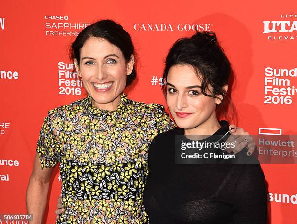 Actors Lisa Edelstein and Jenny Slate attend the 'Joshy' Premiere during the 2016 Sundance Film Festival at Library Center Theater on January 24,...