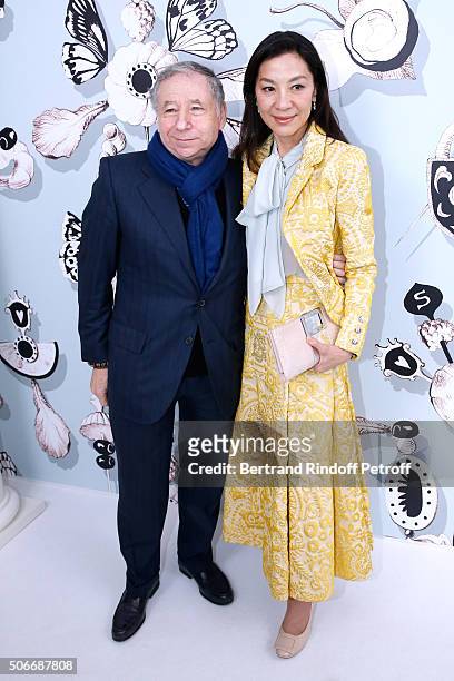 Jean Todt and Actress Michelle Yeoh attends the Schiaparelli Haute Couture Spring Summer 2016 show as part of Paris Fashion Week on January 25, 2016...