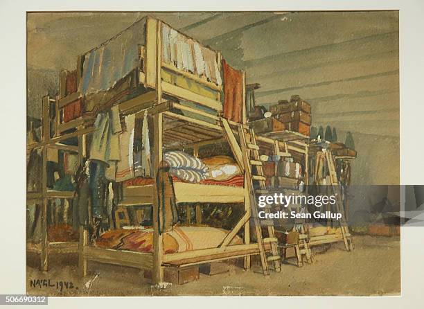 The watercolor "Living Quarters In The Ghetto" by artist Frantisek Moric Nagl, which he painted in the Theriesenstadt ghetto during World War II,...