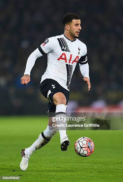 Kyle Walker of Tottenham Hotspur in action during the The Emirates FA Cup Third Round Replay between Leicester City and Tottenham Hotspur at The King...