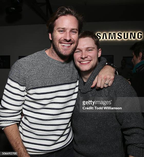 Armie Hammer and Jack Reynor attend the The SING STREET Party presented by Samsung and The Weinstein Company on January 24, 2016 in Park City, Utah.
